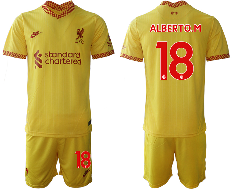 Men 2021-2022 Club Liverpool Second away yellow #18 Soccer Jersey->liverpool jersey->Soccer Club Jersey